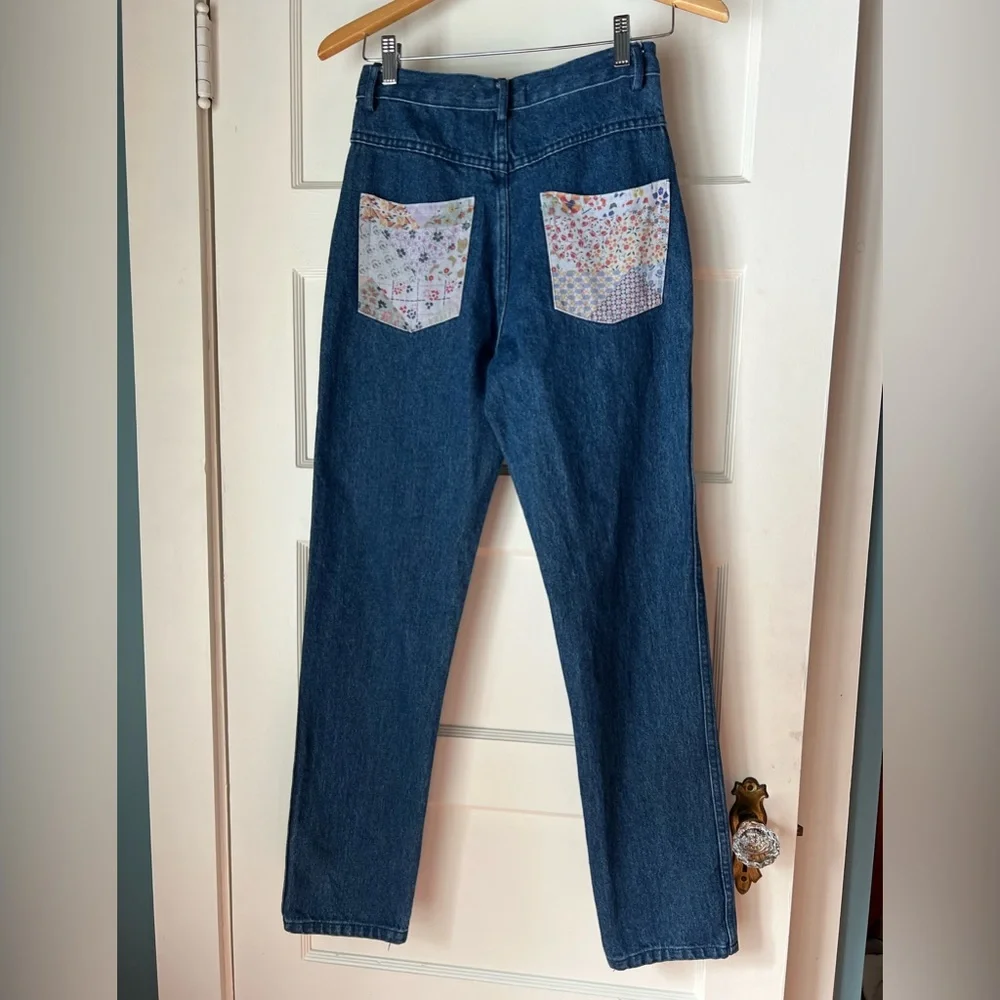 👖 NWT Anthropologie Carleen Floral patchwork straight leg jeans size 27